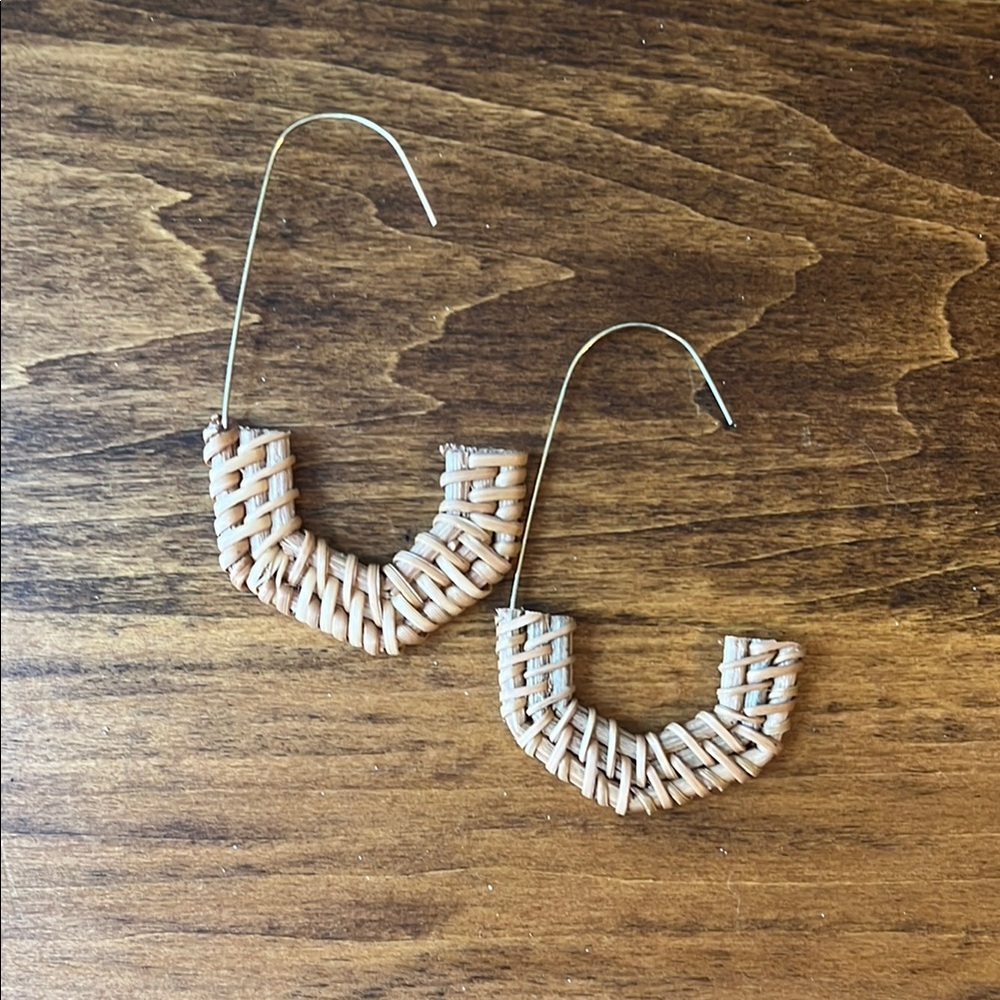 Woven Tan Hoop Earrings